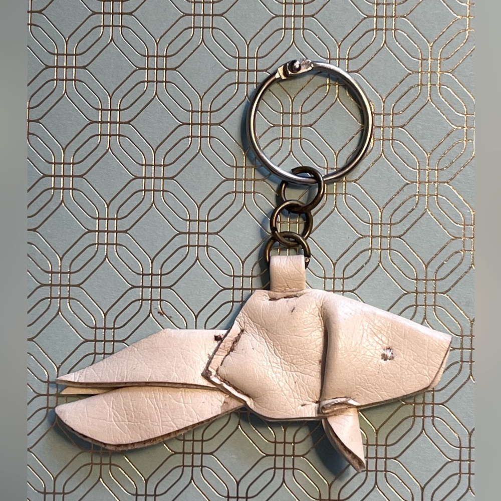 Vintage faux leather origami fish keychain